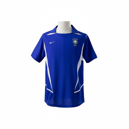 Camisa Seleção Brasileira Azul Retrô 2004 Gola Polo 5 Estrelas Modelo Torcedor