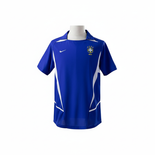 Camisa Seleção Brasileira Azul Retrô 2004 Gola Polo 5 Estrelas Modelo Torcedor