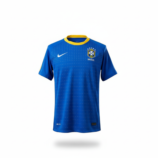 Camisa Seleção Brasileira Azul Retrô 2010 5 Estrelas Modelo Torcedor