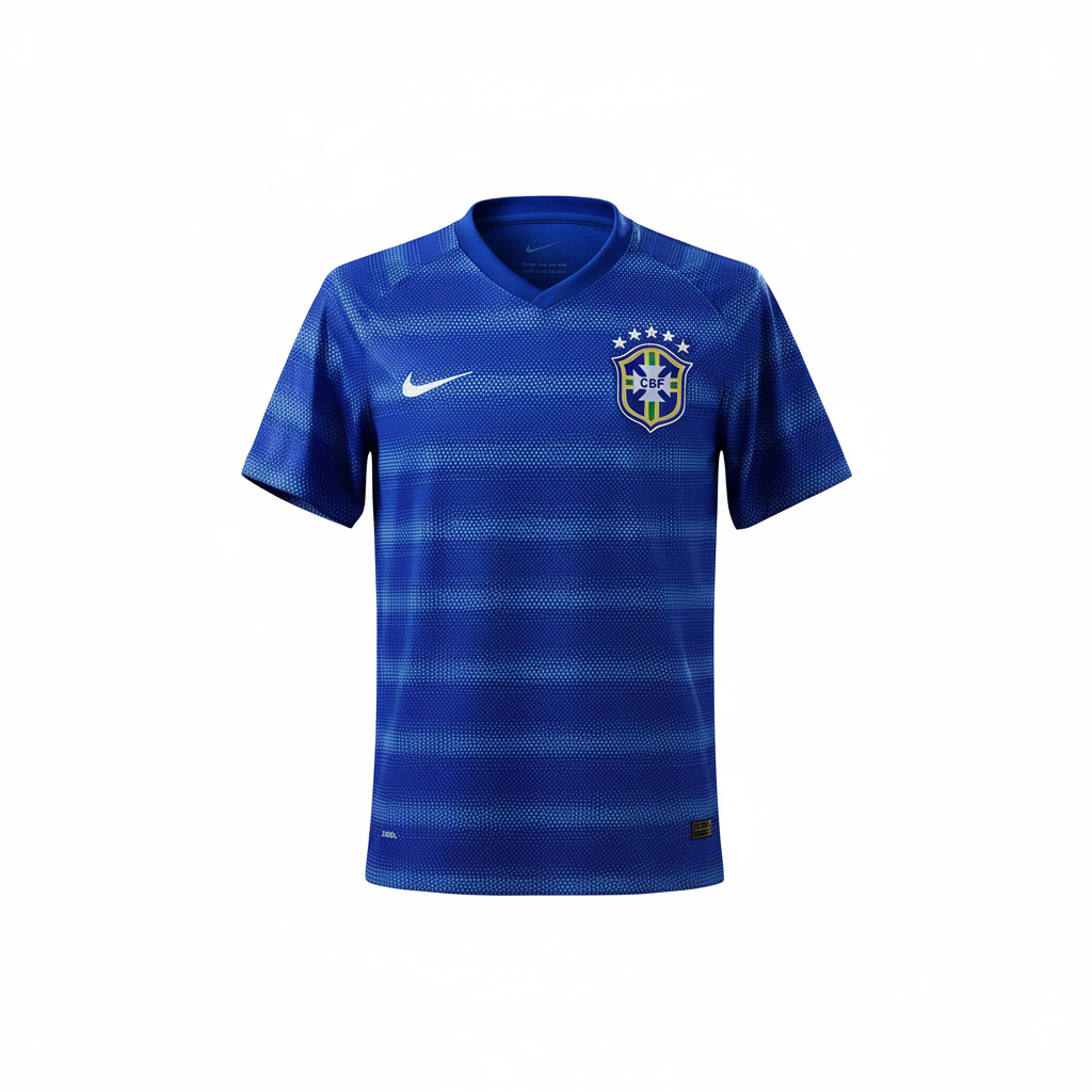 Camisa Seleção Brasileira Azul Retrô 2018 5 Estrelas Modelo Torcedor