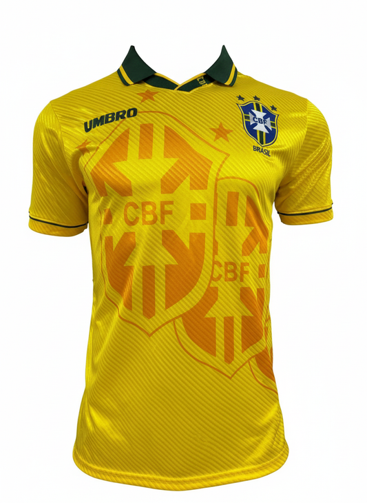 Camisa Seleção Brasileira Amarela Retrô 1994 Gola Polo 4 Estrelas