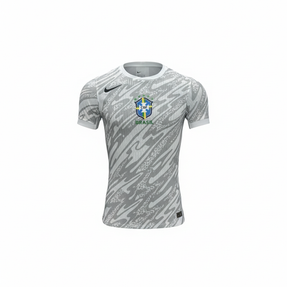 Camisa Seleção Brasileira Branca/Cinza 5 Estrelas Modelo Torcedor Estampada
