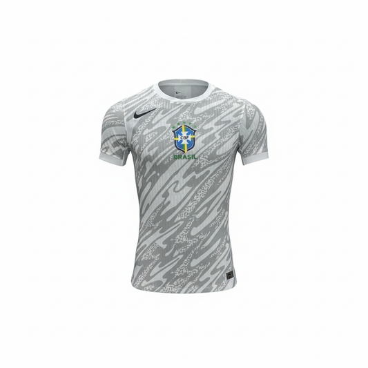Camisa Seleção Brasileira Branca/Cinza 5 Estrelas Modelo Torcedor Estampada