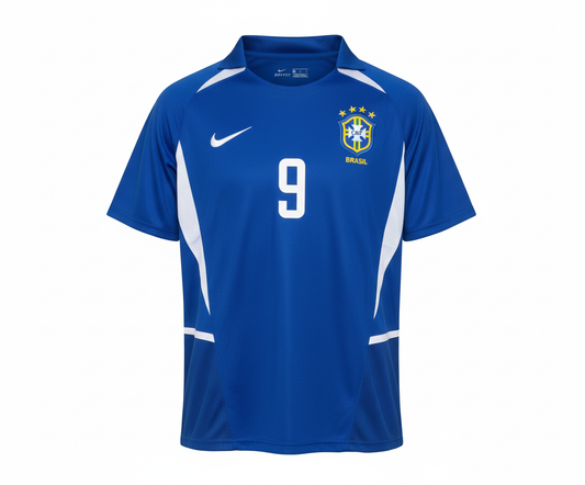 Camisa Seleção Brasileira Azul Ronaldo 9 Retrô 2004 5 Estrelas