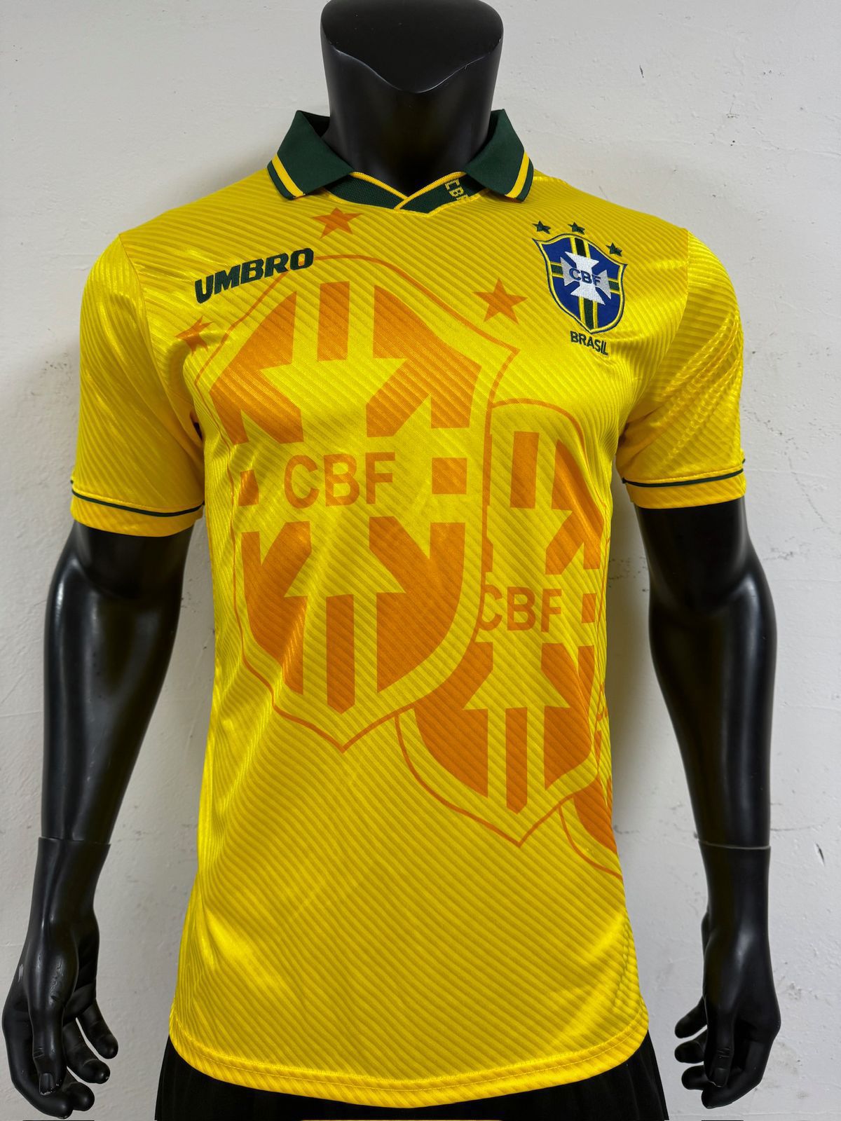 Camisa Seleção Brasileira Amarela Retrô 1994 Gola Polo 4 Estrelas