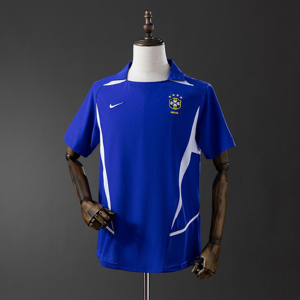 Camisa Seleção Brasileira Azul Retrô 2004 Gola Polo 5 Estrelas Modelo Torcedor