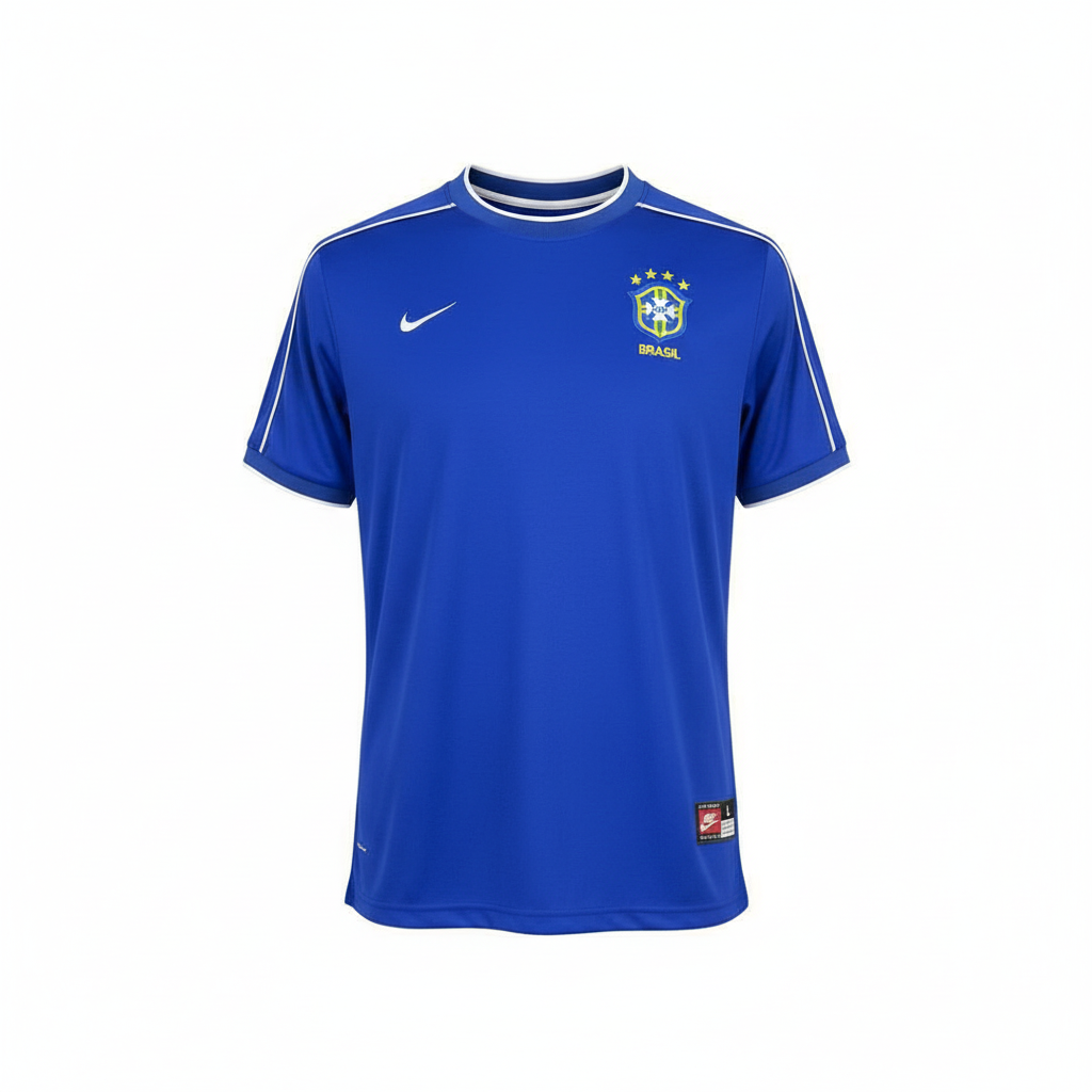Camisa Seleção Brasileira Azul Retrô 2004 5 Estrelas Modelo Torcedor